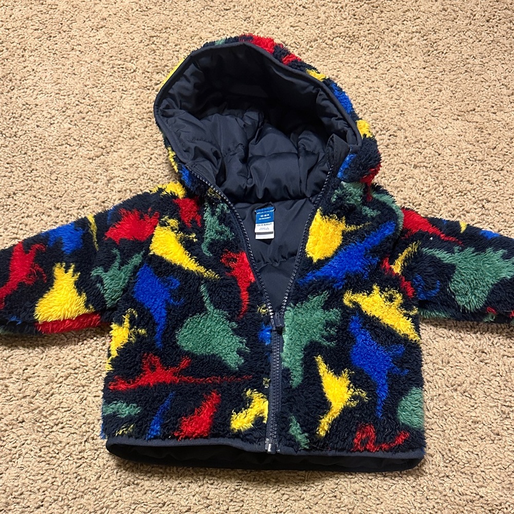 Old Navy Kids Puffer Jacket - Multicolor Dinosaur Print
